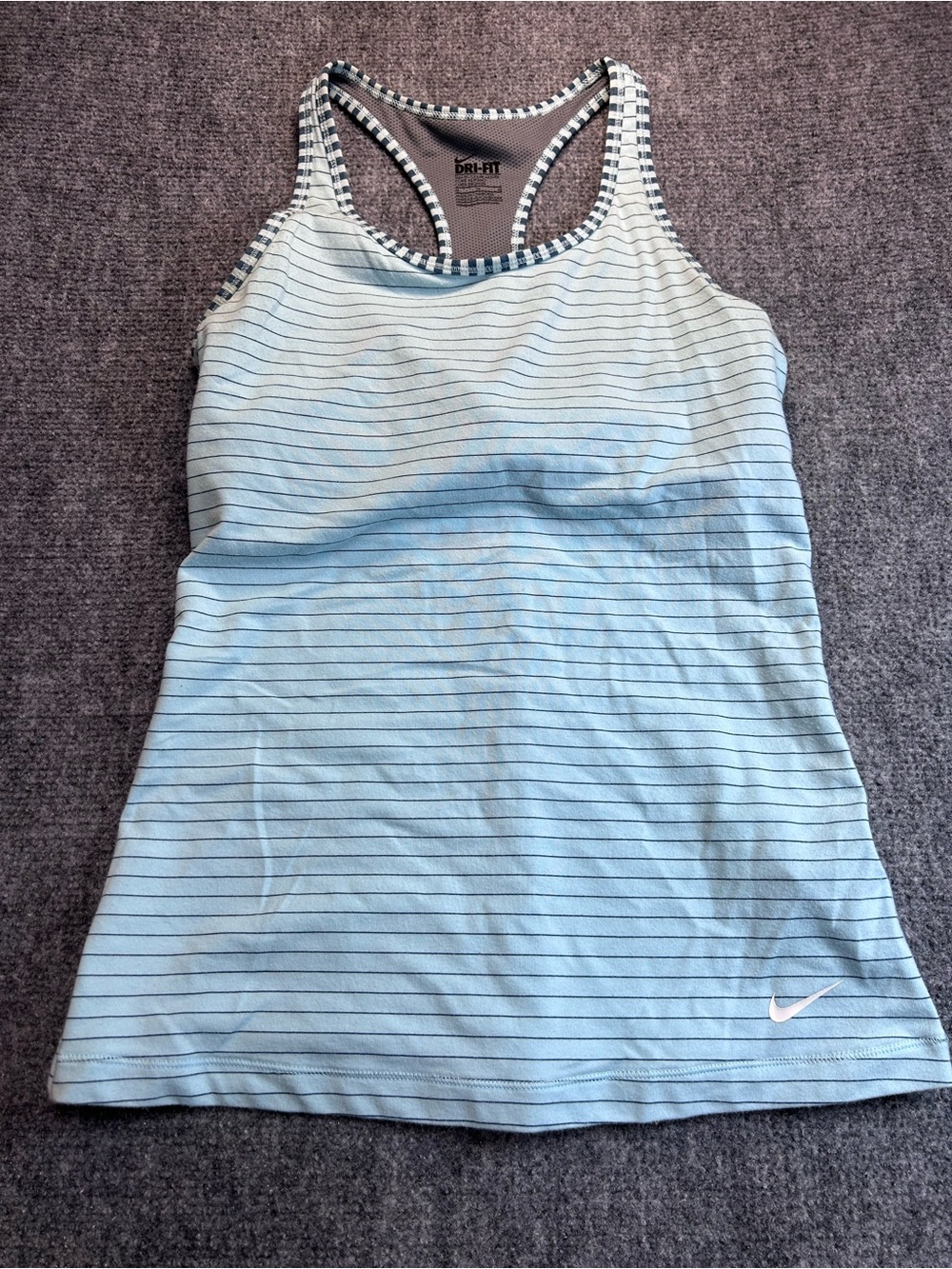 Nike Women’s Light Blue Striped Dri-FIT Racerback Tank Top
